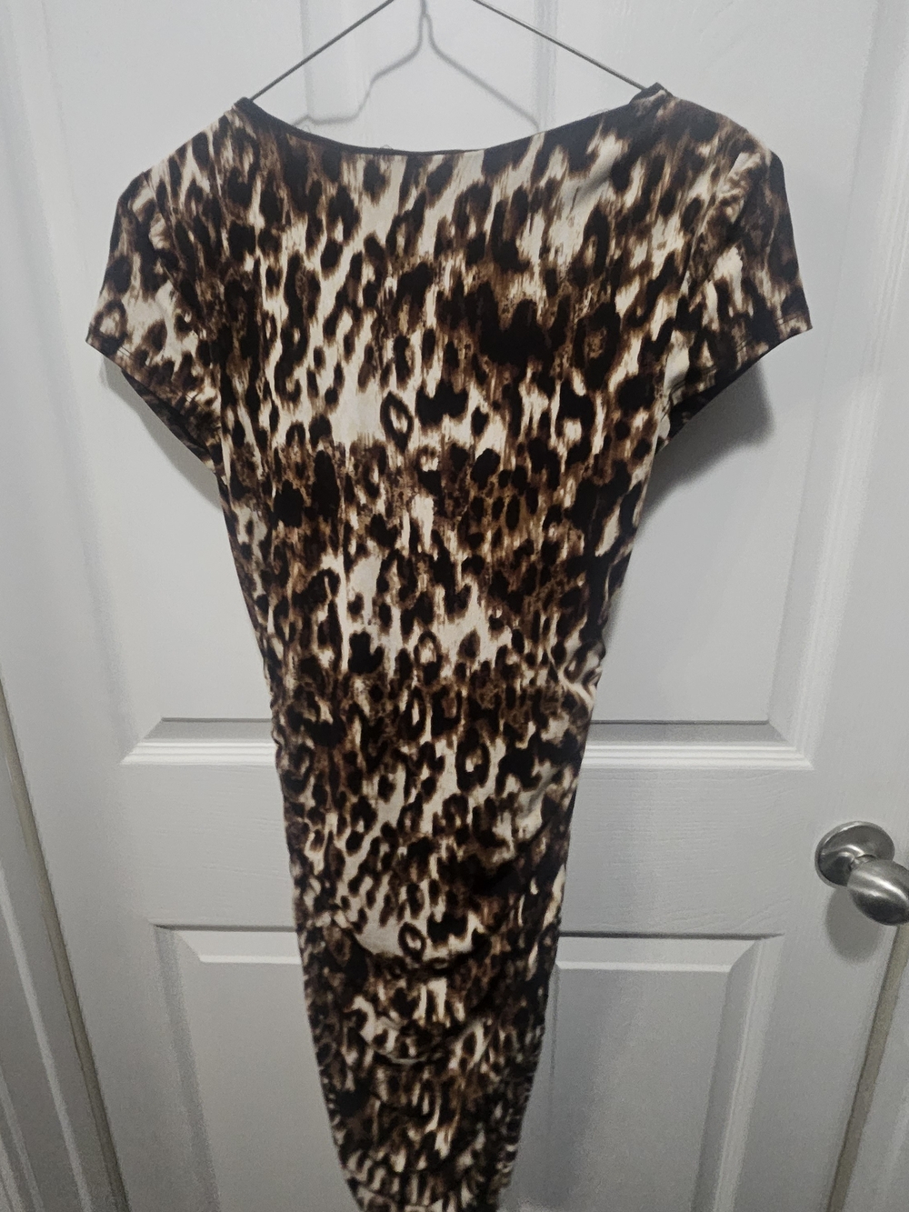 Leopard Print Cap-Sleeve Bodycon Dress - Brown